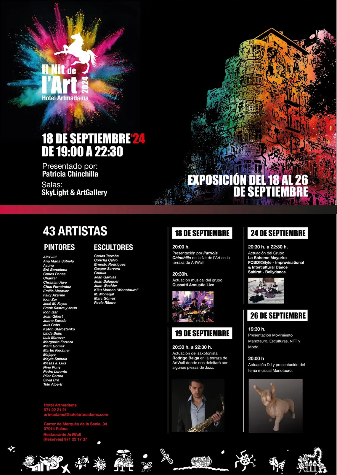 Manotauro Nit de L'Art 2024. 26 de septiembre a las 19:30h en el Hotel Artmadams, Calle Marqués de la Xenia 34, Palma